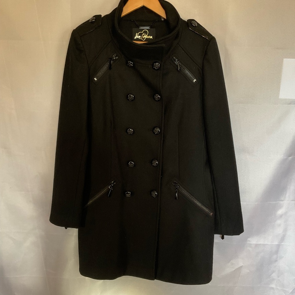 Sam Edelman Wool Blend Zipper Detail Military Style Pea Coat